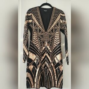 Black & Gold sequins mini dress